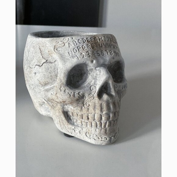 Ouija Cement Skull Decor / Flower Pot / Planter / Vase - Picture 2 of 7